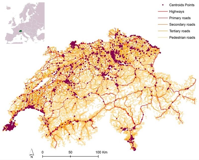 Urban sprawl has a strong impact on the provision and use of green spaces and, consequently, on the benefits that society can derive from these natural ecosystems, especially in terms of public health. In looking at the Sustainable Development Goals and other regional policy frameworks, there is a strong need for quantifying access to green spaces. This study presents and applies a methodology to model the physical accessibility at national and sub-national scales to public green spaces (i.e., urban green spaces and forests) in Switzerland, using AccessMod, a Digital Public Good (DPG), and ArcGIS travel time functions.
The aim of this study is therefore to establish the physical accessibility of public green spaces by modelling access to both forests and urban green spaces at the national and sub-national scales of Switzerland.