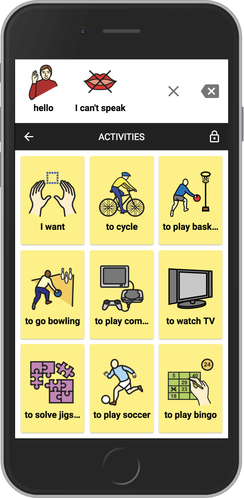 The C-Board application makes it easier for children to communicate using symbols and allows text to be turned into speech. Parents and children can use it online at home on their smartphones or tablets. They were also provided with professional assistance from professionals from resource centres who have completed training on the use of this application.